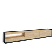 Mobile TV Soggiorno, 310x50x37 cm, Per TV fino a 80", LED, Rovere e nero