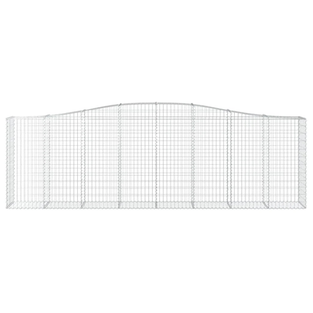Cestini gabbioni recinzione a gabbia muro di contenimento ad arco 10 pezzi 400 x 50 x 120/140 cm ferro zincato argento 02_0040288