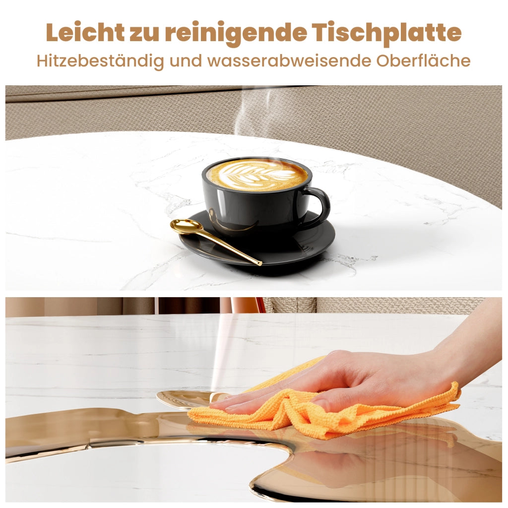 TAVOLINO DA CAFFÈ Set 2 Pezzi 80x45 cm Effetto Marmo Bianco con Struttura color oro
