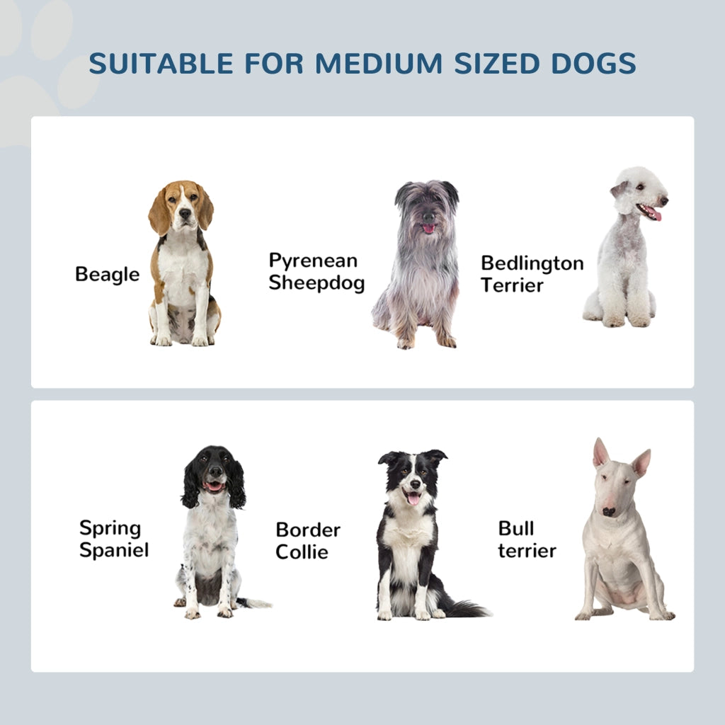 Scaffale con due ciotole rialzate in MDF e acciaio inox bianco per acqua e cibo per cani 58,4 × 30,5 × 25,4 cm