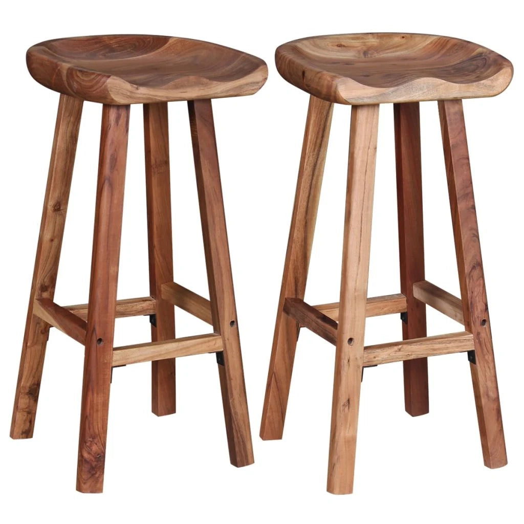 Set di due sgabelli da bar di design seduta in legno di acacia 1202049