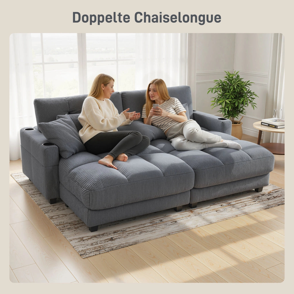 Divano letto con cuscini e portabicchieri ¨C Xylo ¨C Grigio, schiuma trasformabile