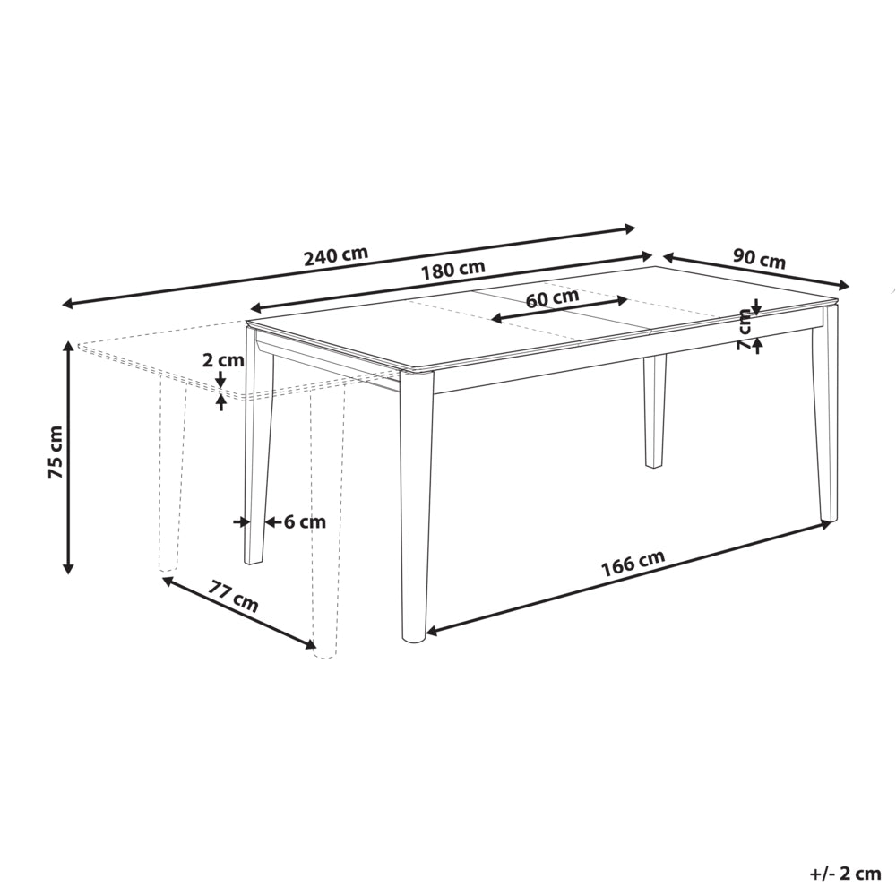 Tavolo da pranzo allungabile in MDF di faggio bianco chiaro 180/240 x 90 cm Gambe in legno di gomma
