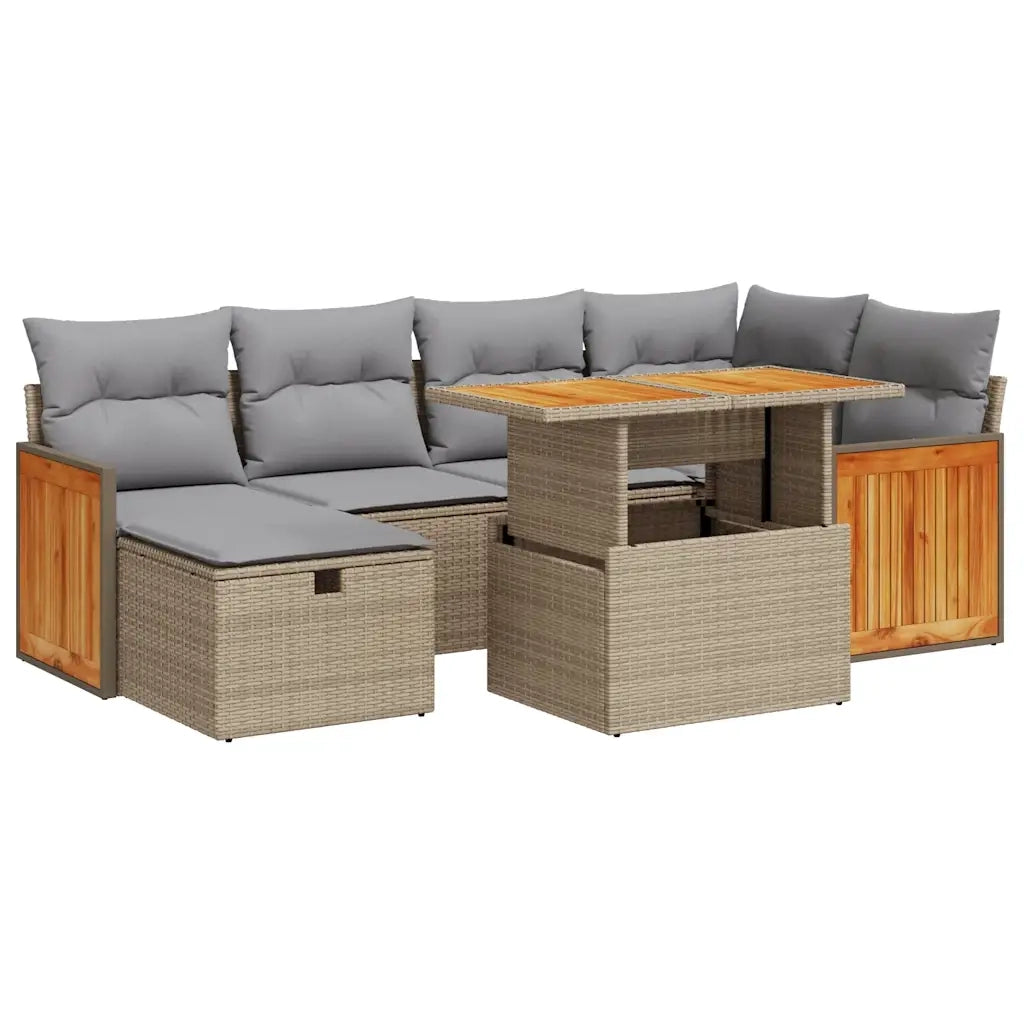 Set Divano da Giardino 8 pz con Cuscini Beige in Polyrattan 3328158