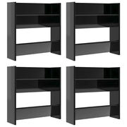 Scarpiere a Muro 4 pz | Mobile per scarpe Nero Lucido 60x18x60cm Legno Multistrato