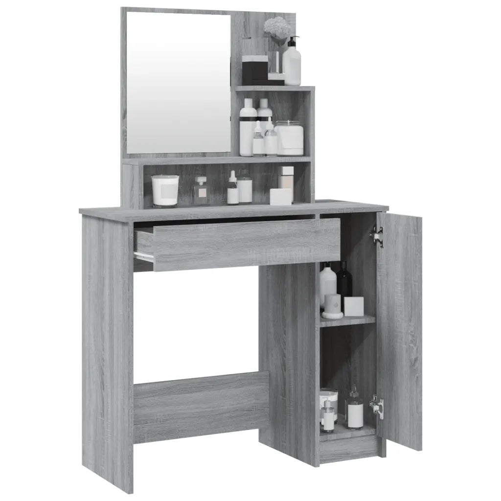 Toeletta con Specchio Grigio Sonoma 86,5x35x136 cm 820494