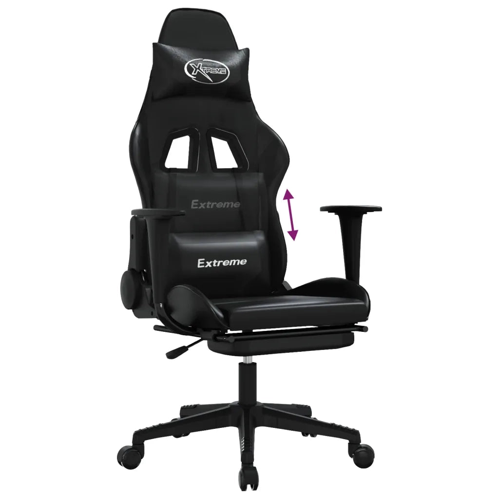 Sedia da Gaming con Poggiapiedi Nero in Similpelle cod mxl 61982