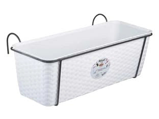 SET BALCONE NATURAL BIANCO C/RISER. ACQUA SUPP.METALLO ANTRACITE CM.50  cm. 50x18x16h.  lt.9.2    STEFANPLAST
