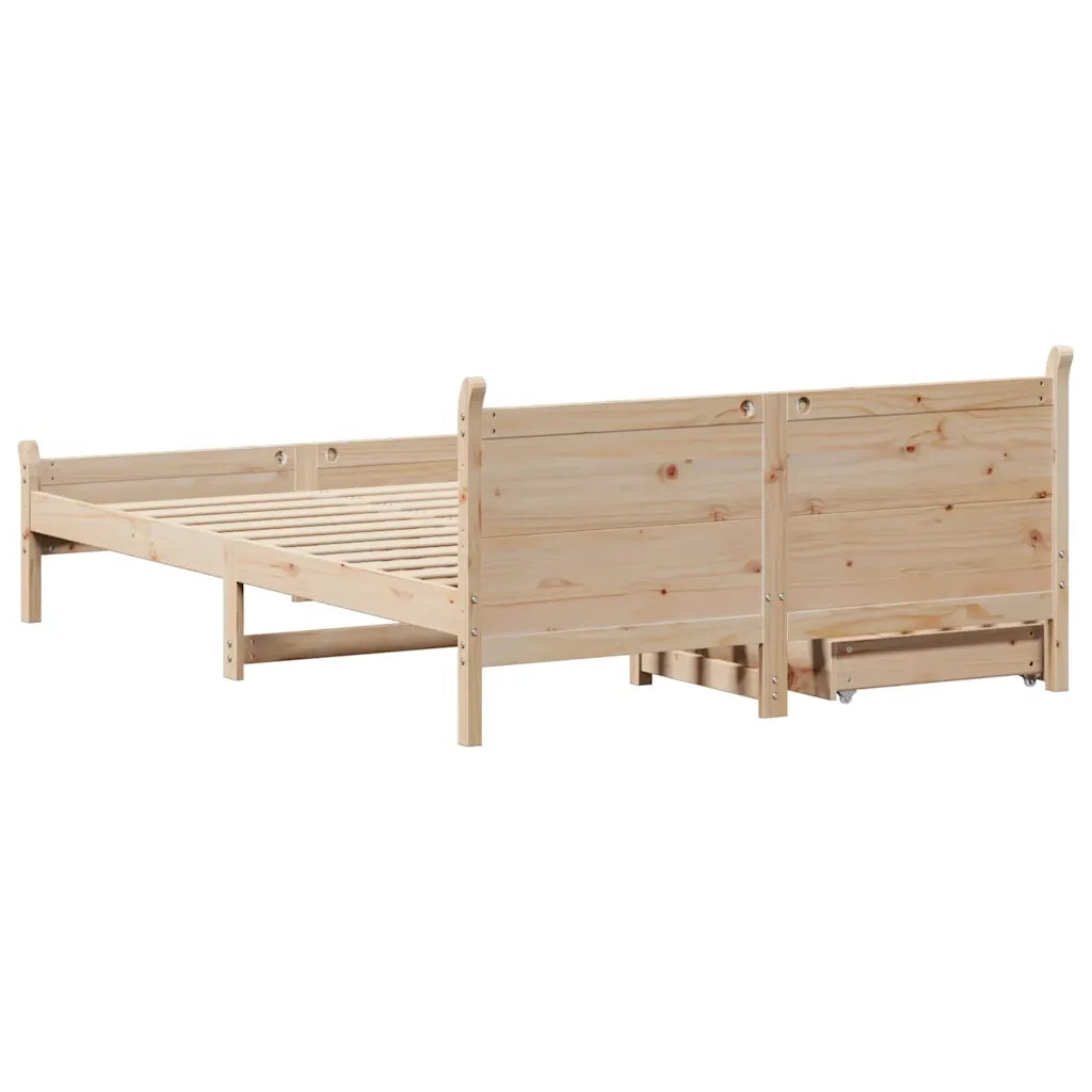 Letto senza Materasso 135x190 cm in Legno Massello di Pino 3309785