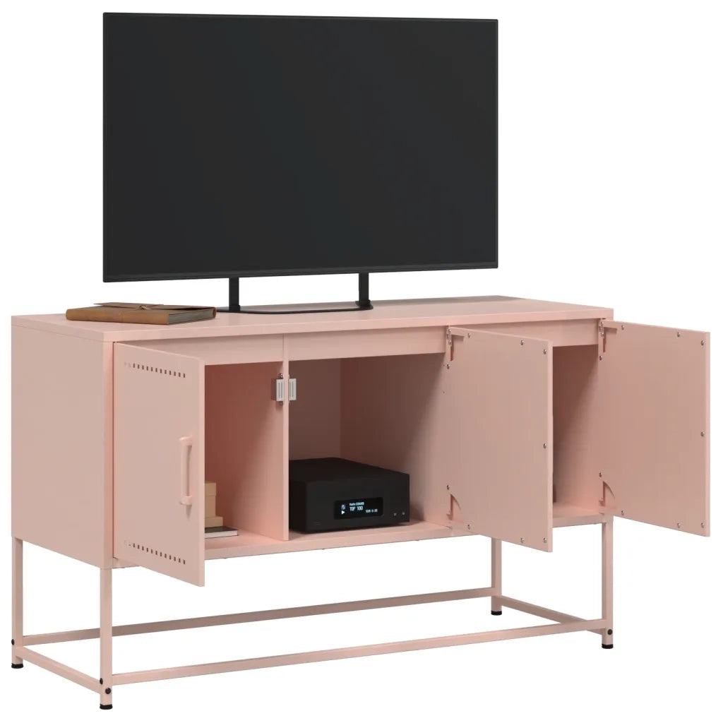 Mobile TV-Credenza per TV-Console TV Rosa 100,5x39x60,5 cm in Acciaio 902964