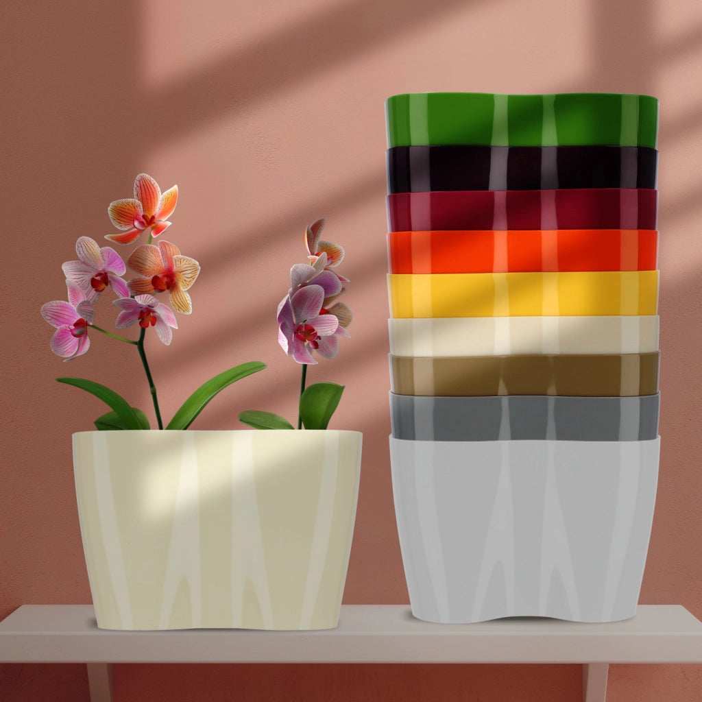 Vaso da fiori KADAX, Vaso da fiori, Vaso da fiori in plastica, Orchidea, 23 cm, Crema