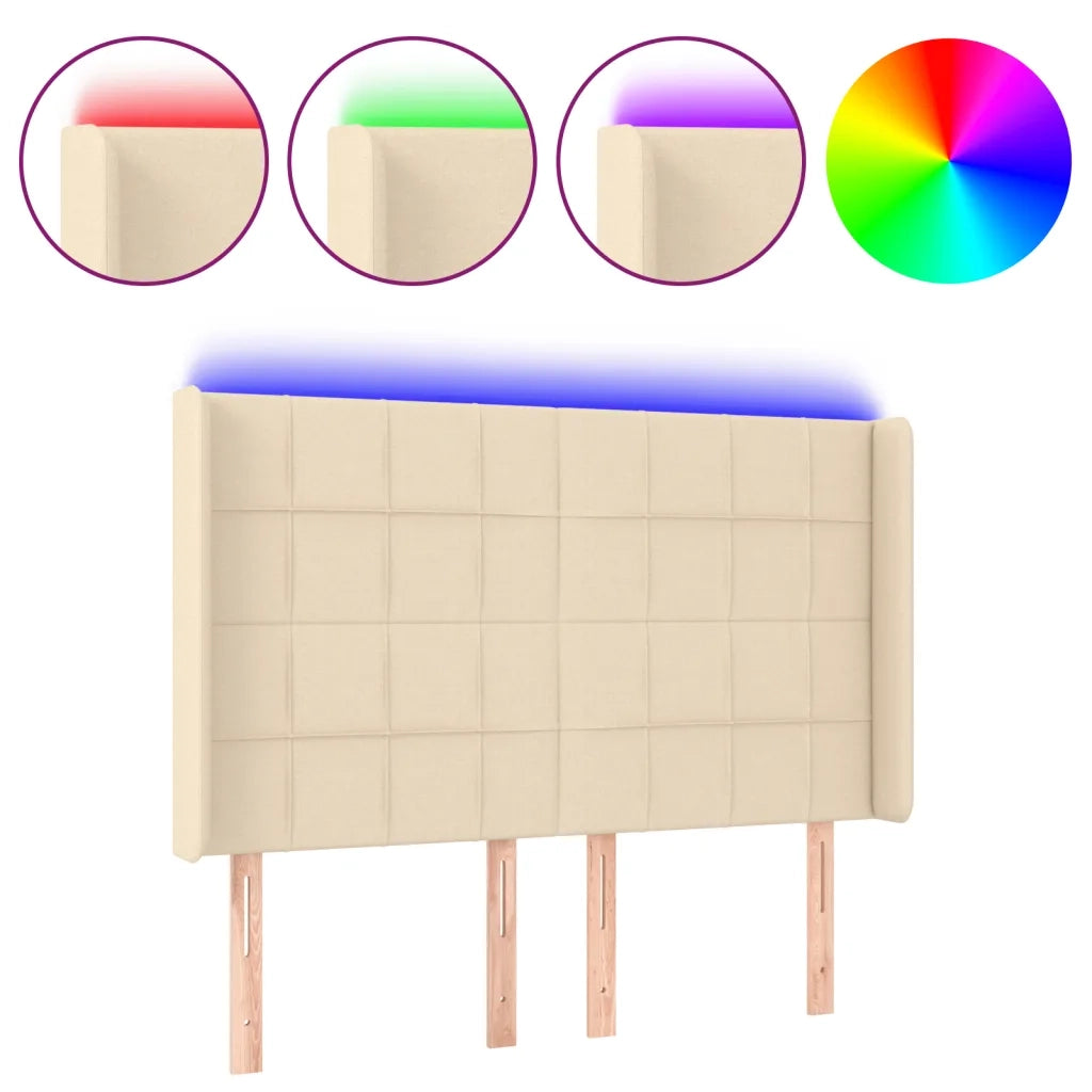Testiera a LED-Testata con LED Crema 147x16x118/128 cm in Tessuto 807517