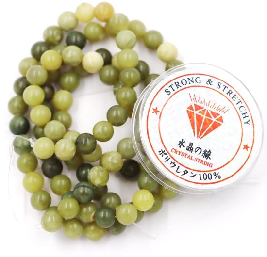 Kralen con corda per la creazione di accessori DIY pietre energetiche per bracciale terapeutico 8mm = 96 pezzi e 1 rotolo di corda Canada jade 8mm