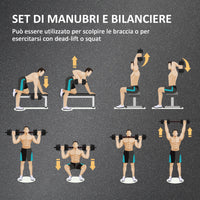 Set 2 Manubri Convertibili in Bilanciere 12 Dischi 20Kg in Acciaio e Plastica Nero