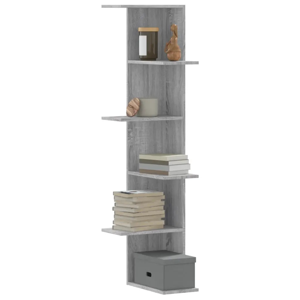 vidaXL Scaffale Angolare Muro Grigio Sonoma 36,5x36,5x140 cm Legno