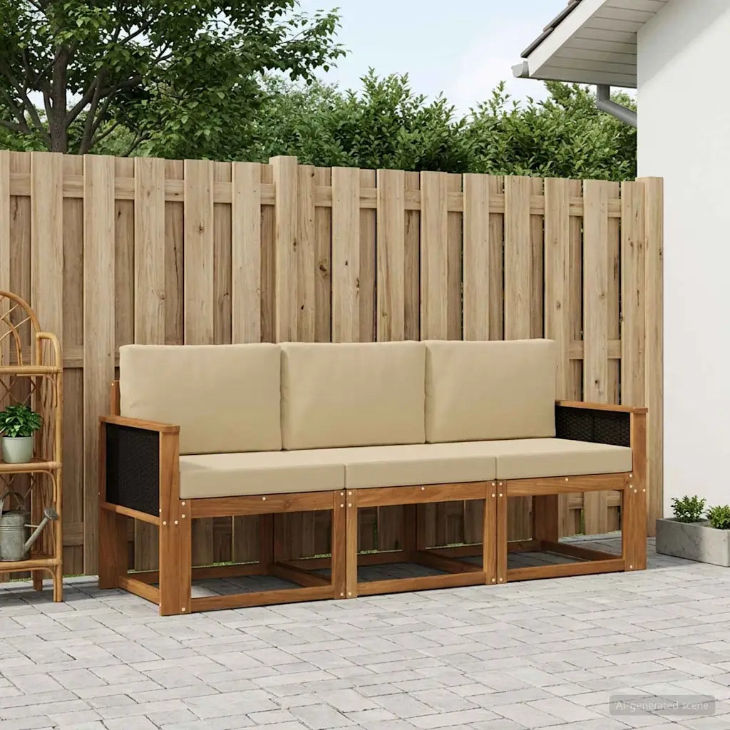 Set di divani da esterno con cuscino 3 pcs Naturale