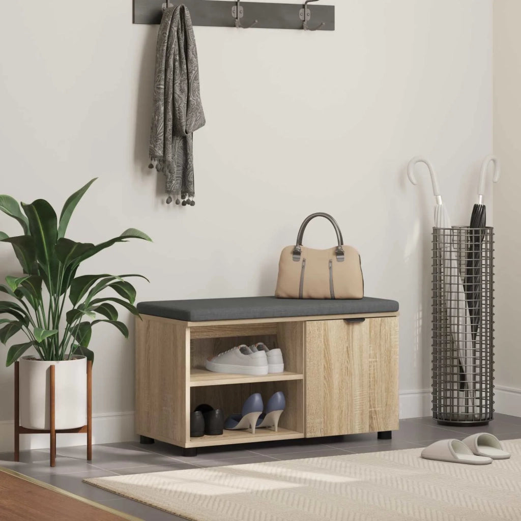 Panca per ingresso con cuscino Rovere Sonoma 80 x 38 x 46 cm 891506