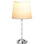 LAMPADA DA TAVOLO CON CRISTALLI E PORTA USB IN METALLO VETRO E POLIESTERE Ø 23X45 CM BIANCO E ARGENTO