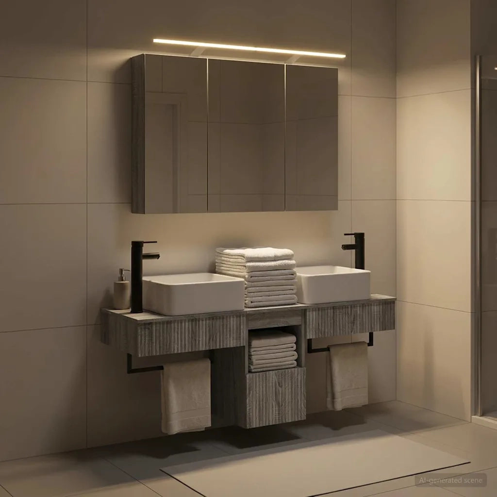 Set di Armadi da Bagno 4 pcs Sonoma grigio 100 x 14,5 x 70 cm 3406300