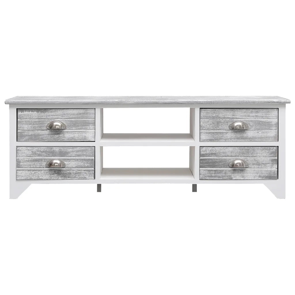 Mobile Porta TV Bianco e Grigio 108x30x40 cm Legno di Paulownia 338513