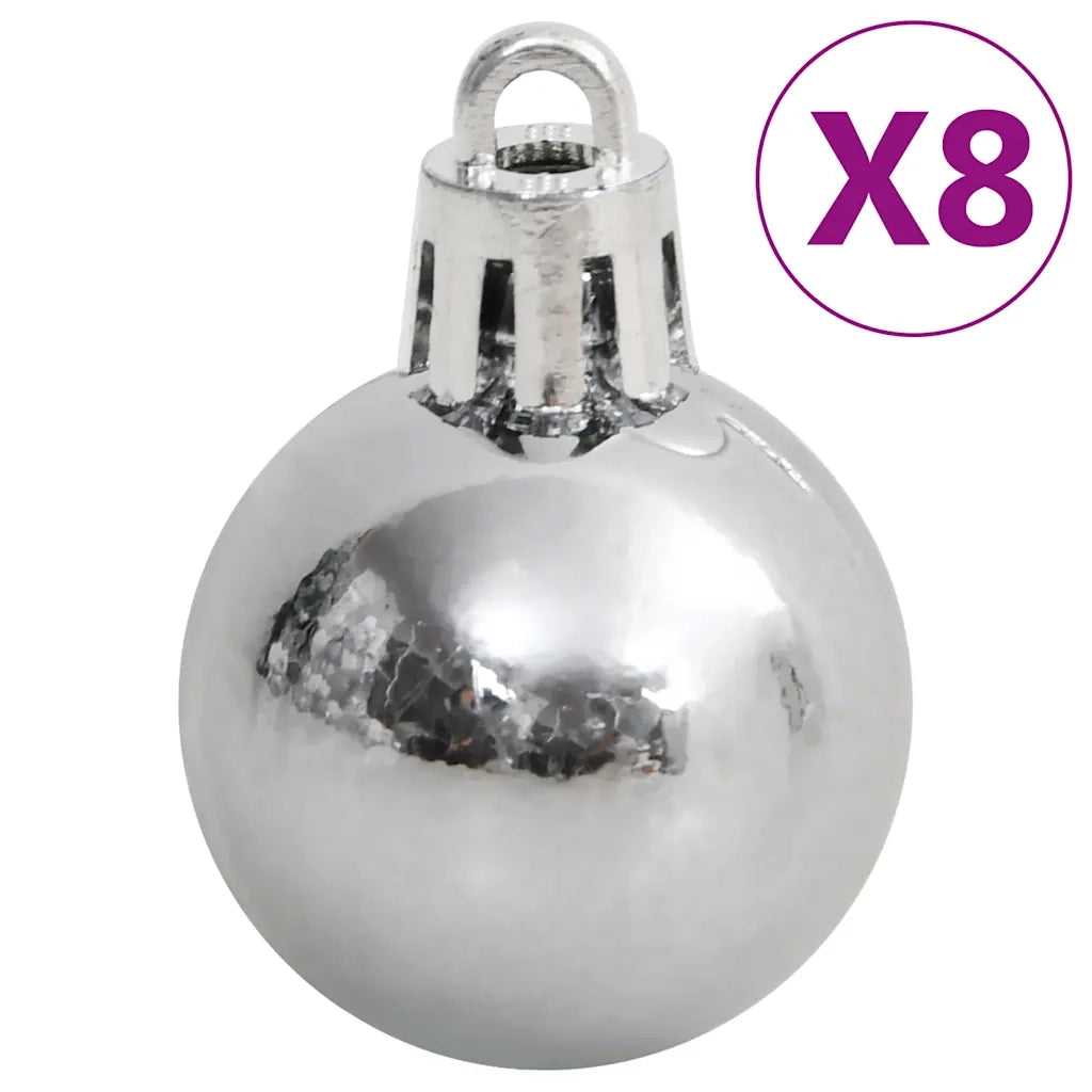 Set Palline di Natale 111 pz-Decorazioni natalizie Bianco e Grigio in Polistirene