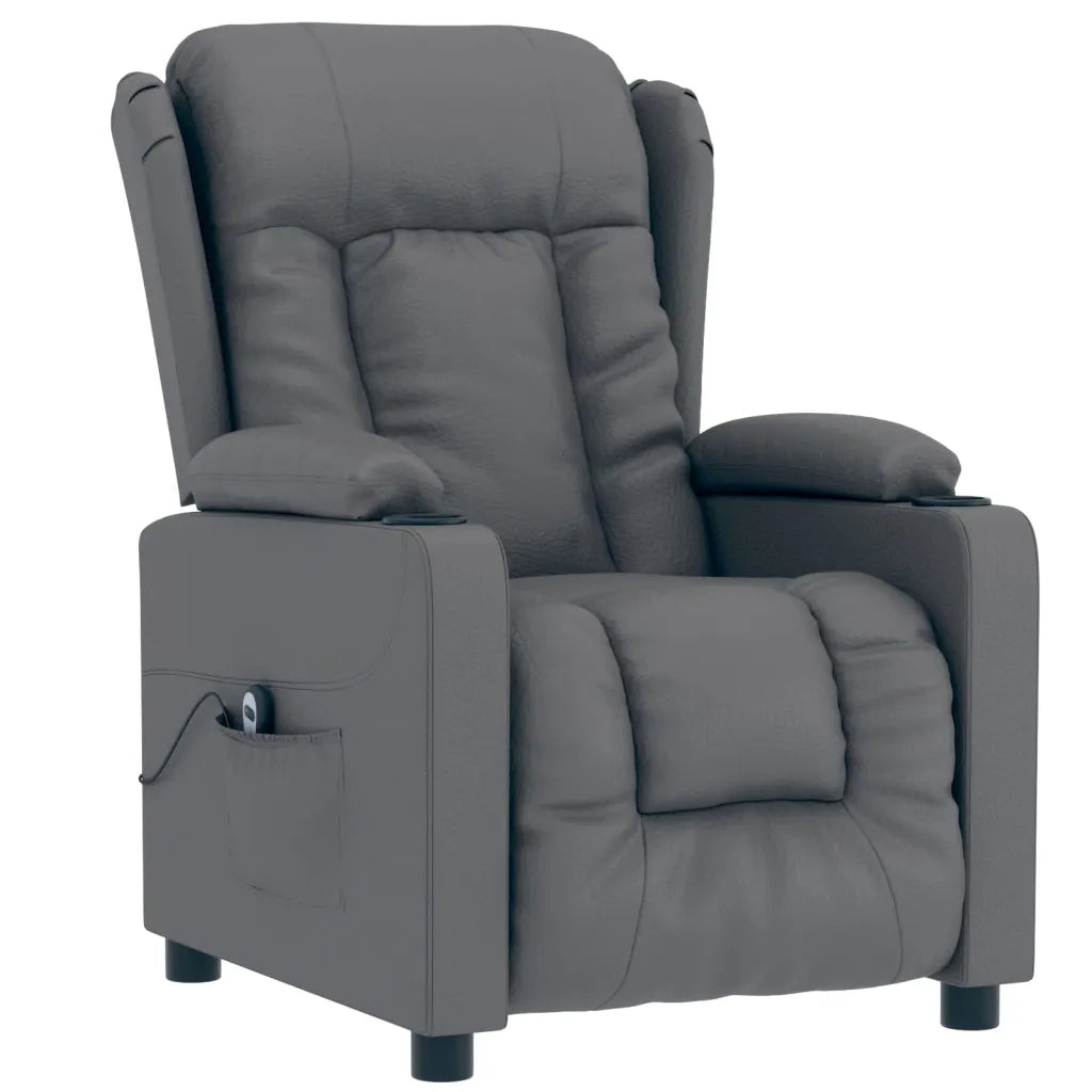 Poltrona | Sedia Relax Reclinabile Elettrica Grigia in Similpelle