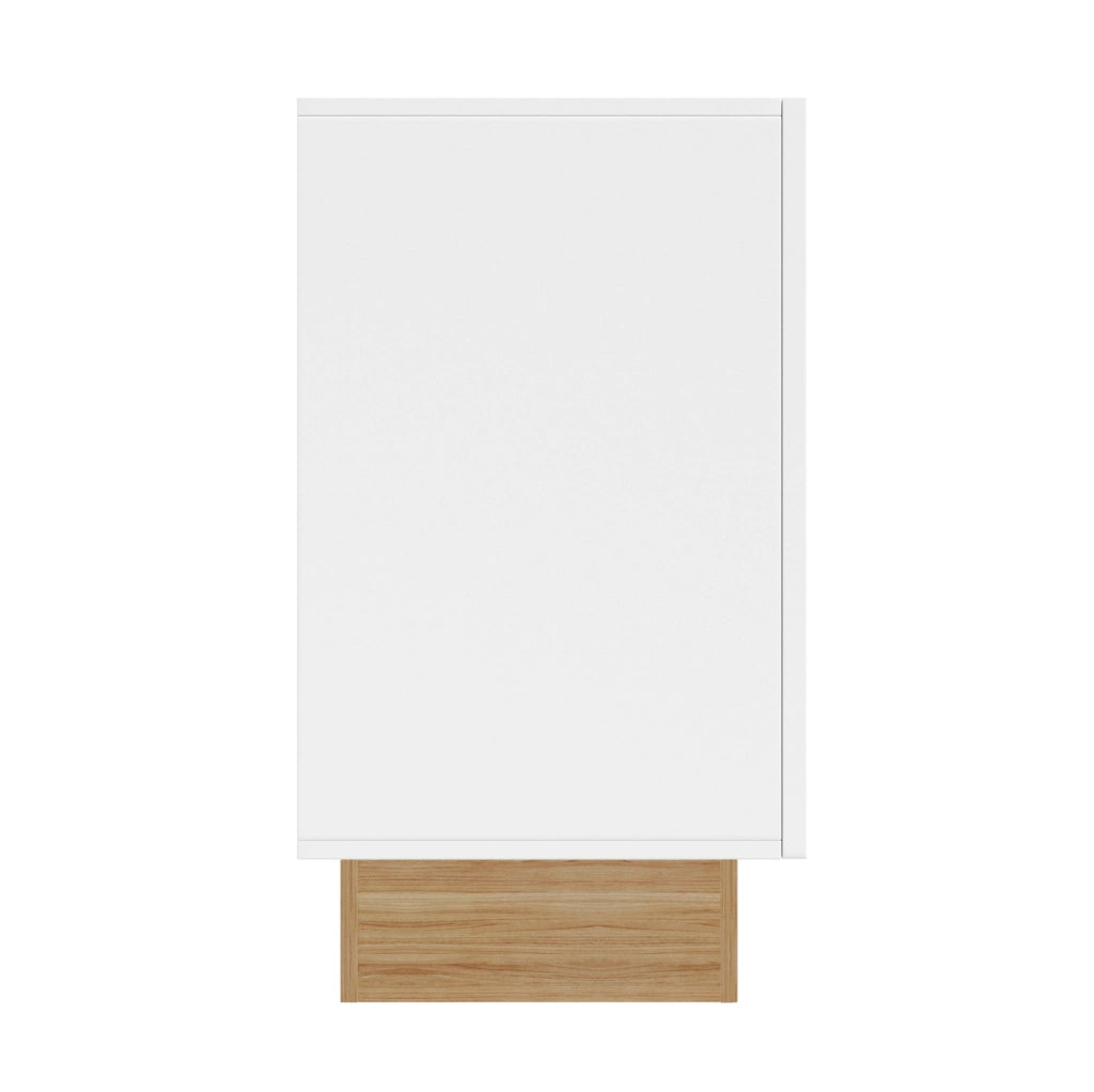 Sideboard 160x38x75 cm con 4 ante e ampio spazio contenitivo in pannello truciolare bianco e naturale