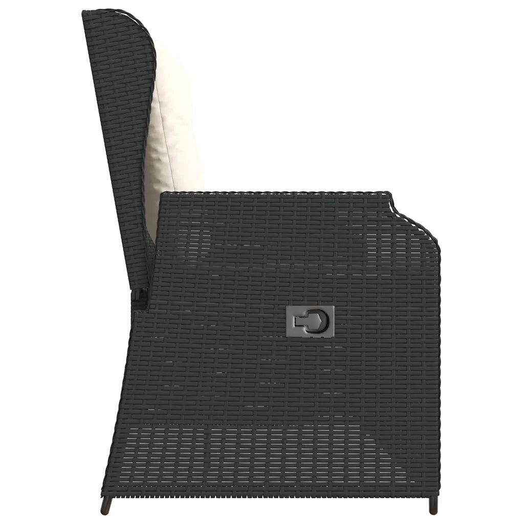 vidaXL Panchina da giardino con cuscino Nero Poly Rattan