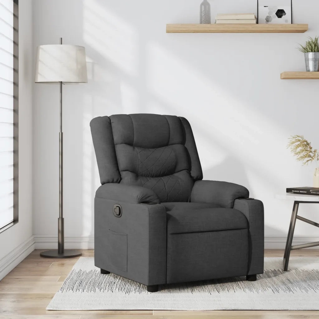 Poltrona | Sedia Relax Reclinabile in Tessuto Grigio Scuro