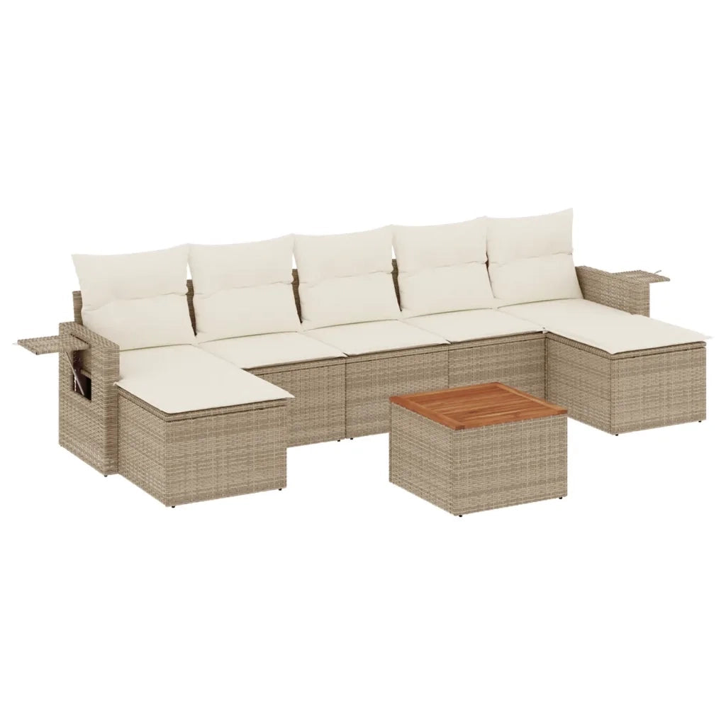 Set Divano da Giardino 8 pz con Cuscini Beige in Polyrattan 3257024