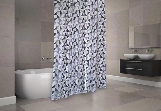 Douchegordijn antischimmel - antibatterico - impermeabile all'acqua - grigio bianco - 180x200cm - Made in Spain