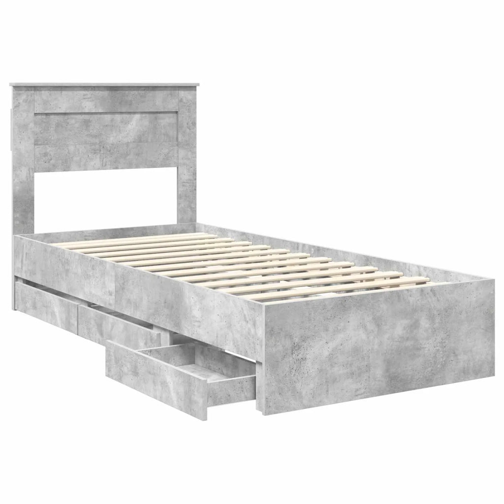 Struttura del letto con cassetto Grigio cemento 90 x 190 cm