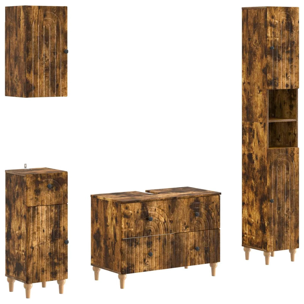 Set di Mobili da Bagno da 4 Pezzi ALKMAAR Rovere Fumo 3417914