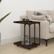 Tavolino con Ruote Rovere Fumo 50x35x55,5 cm Legno Multistrato 825809