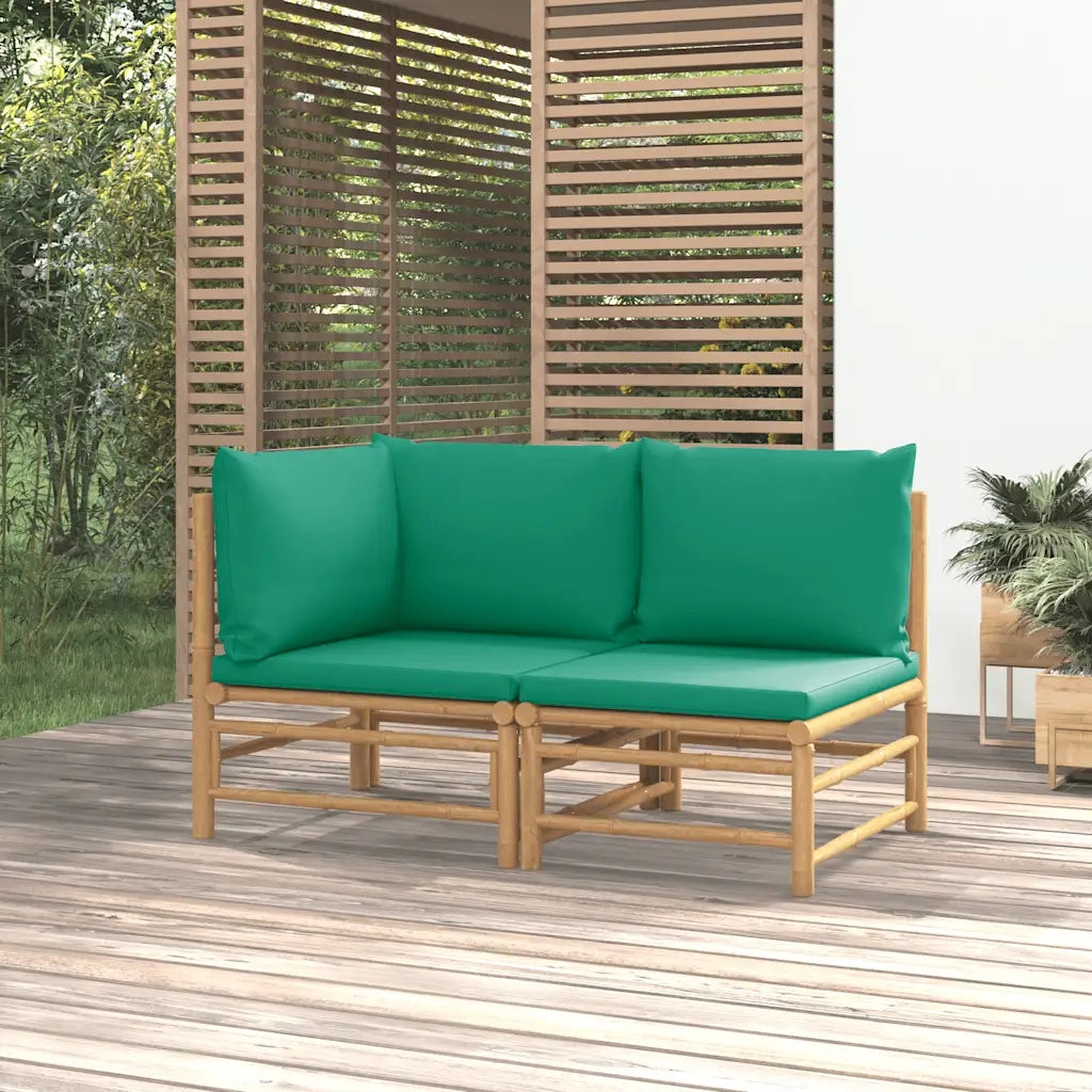 Salotto da Giardino-Set Salotto da Giardino 2pz con Cuscini Verdi Bamb¨´ 641620