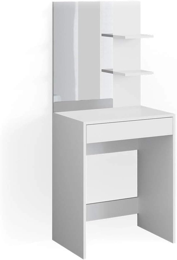 Tavolo da toeletta Isabelle, Bianco, 60 cm, Salvaspazio e funzionale allo stesso tempo