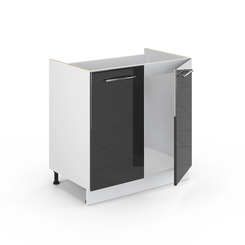 Mobile lavello cucina Fame-Line Antracite lucido/Bianco 80 cm senza piano di lavoro Vicco