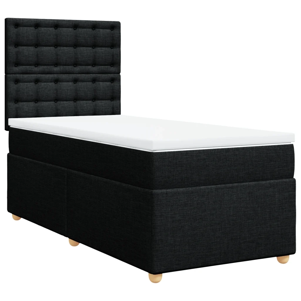 Giroletto a Molle con Materasso Nero 100x200 cm in Tessuto 3291207