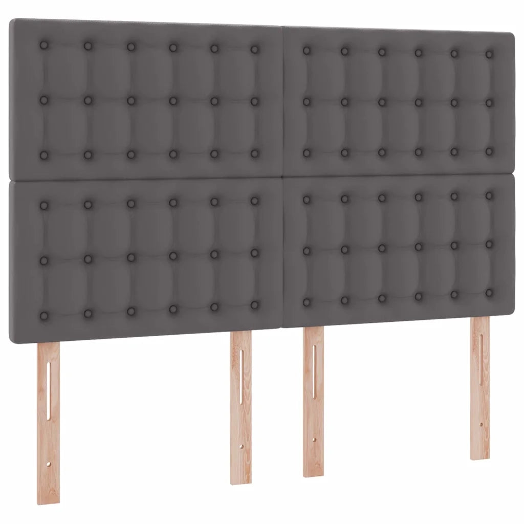 Letto con contenitore e LED Grigio 140 x 190 cm Pelle Sintetica 3372303