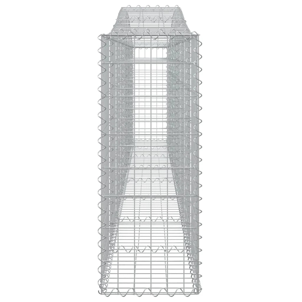Cestini gabbioni recinzione a gabbia muro di contenimento ad arco 3 pezzi 400 x 30 x 80/100 cm ferro zincato argento 02_0040795
