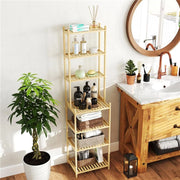 MOBILE SCAFFALE BAGNO A 7 RIPIANI PORTAOGGETTI IN BAMBÙ 44X33X180 CM COLOR LEGNO