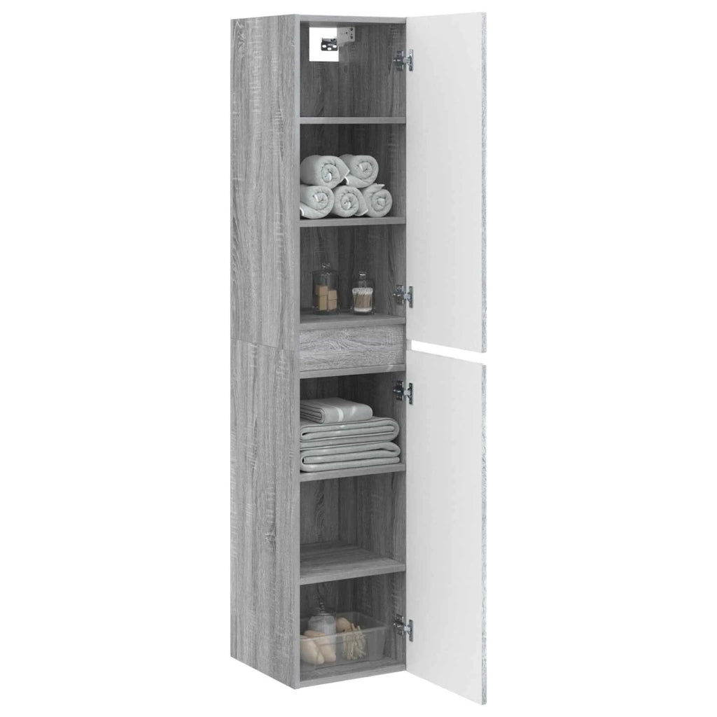 Mobiletto da Bagno a Muro Sonoma grigio 33 x 34,5 x 160 cm 890648