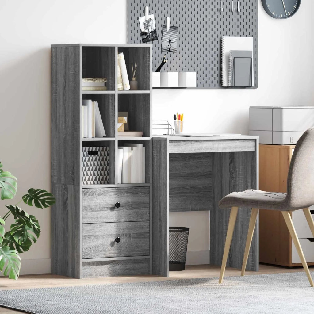 Scrivania con cassetto con lo scaffale 2 pcs Grigio Sonoma 3337342