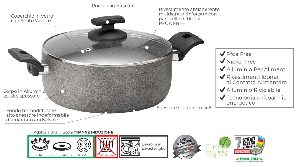 Batteria di Pentole 12 Pezzi in Alluminio Antiaderente Olympia Rockers
