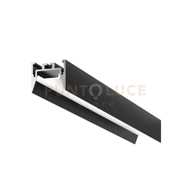 BUCAREST G  - PROFILO IN ALLUMINIO SEZIONABILE CON DIFFUSORE AD INCASTRO BIANCO PARETE/SOFFITTO/SOSPENSIONE MT2 COLORE NERO