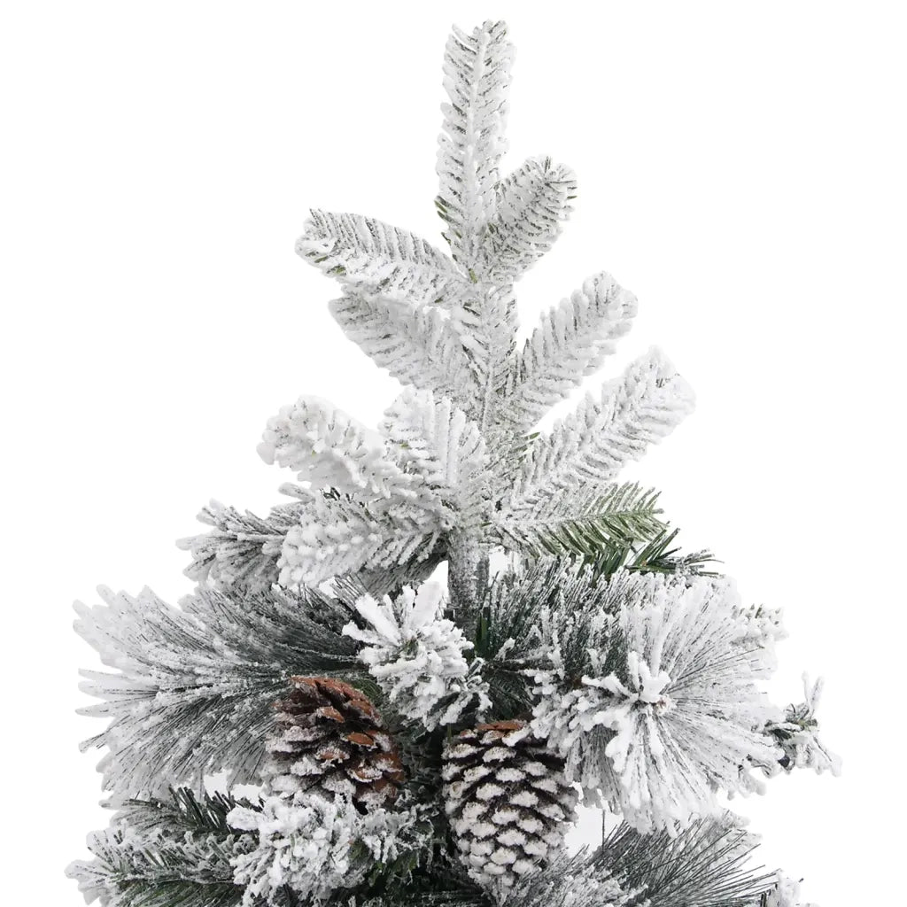 Albero di Natale con Neve Floccata e Pigne 150 cm in PVC e PE 340530