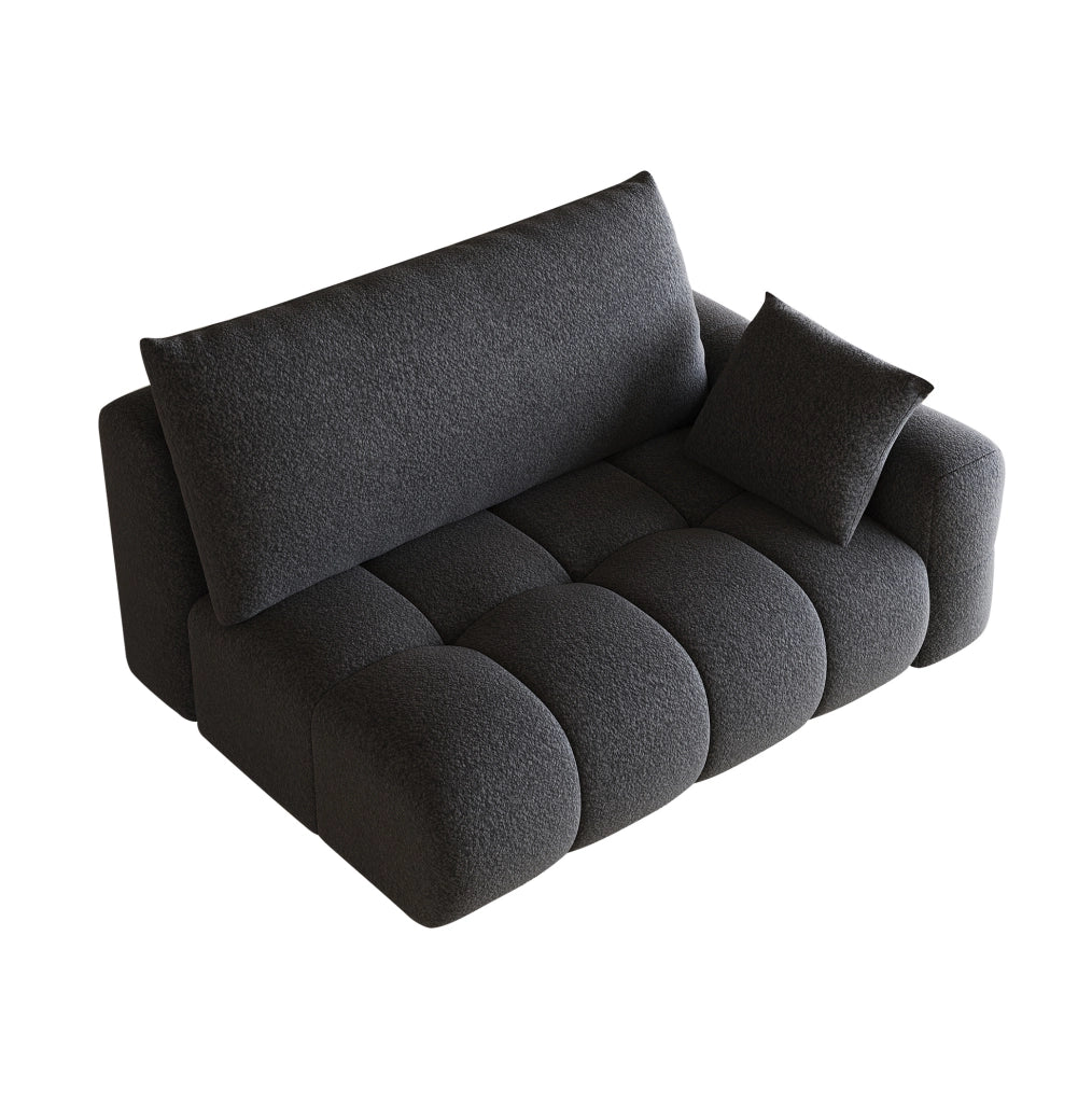 Divano modulare 2 posti con chaise longue reversibile, tessuto grigio scuro