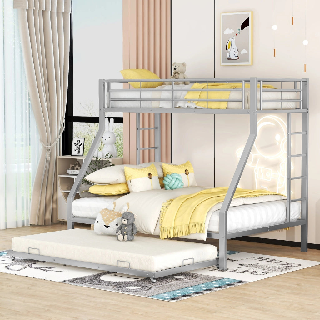 LETTO A CASTELLO CON LETTO ESTRAIBILE 90(140)x200 cm METALLO ARGENTO