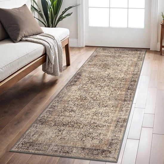 Tappeto Bohemiano per Soggiorno e Camera da Letto, Vintage, Lavabile, 60x180cm, Antiscivolo, Ideale per la Sala da Pranzo e la Cucina