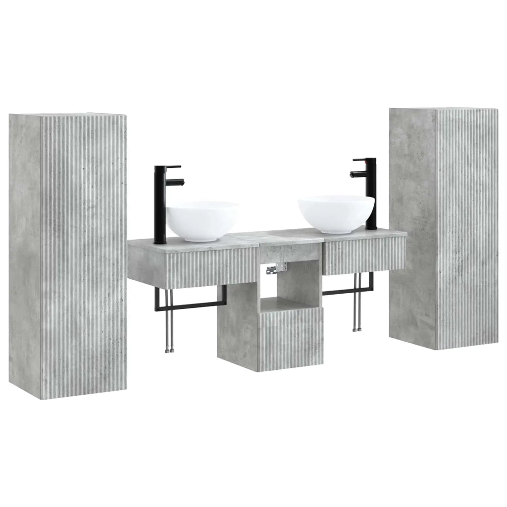 Set di mobili per il bagno 5 pz Grigio Cemento 3405966